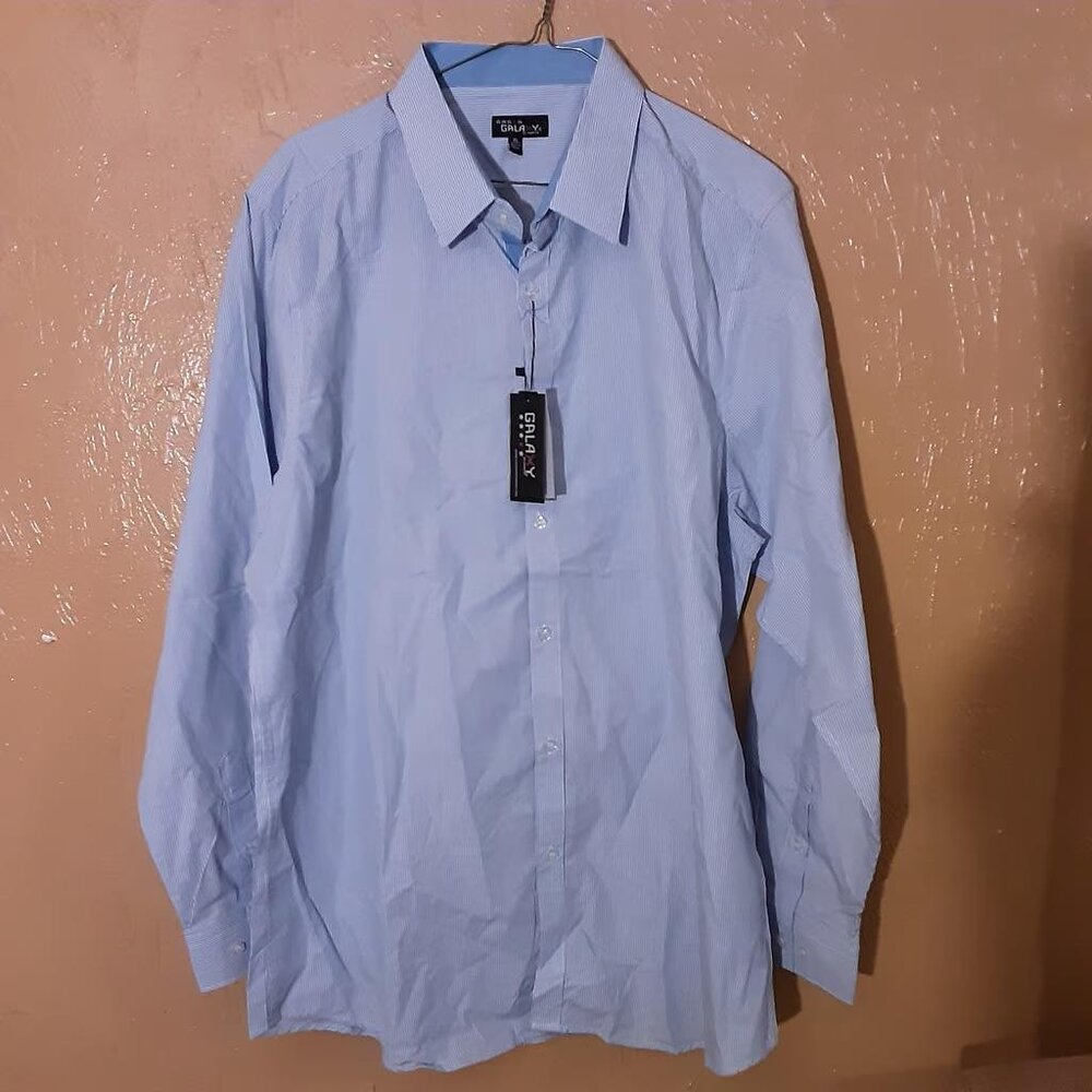 GALAXY MENS BLUE LONG SLEEVE SHIRT SIZE XL